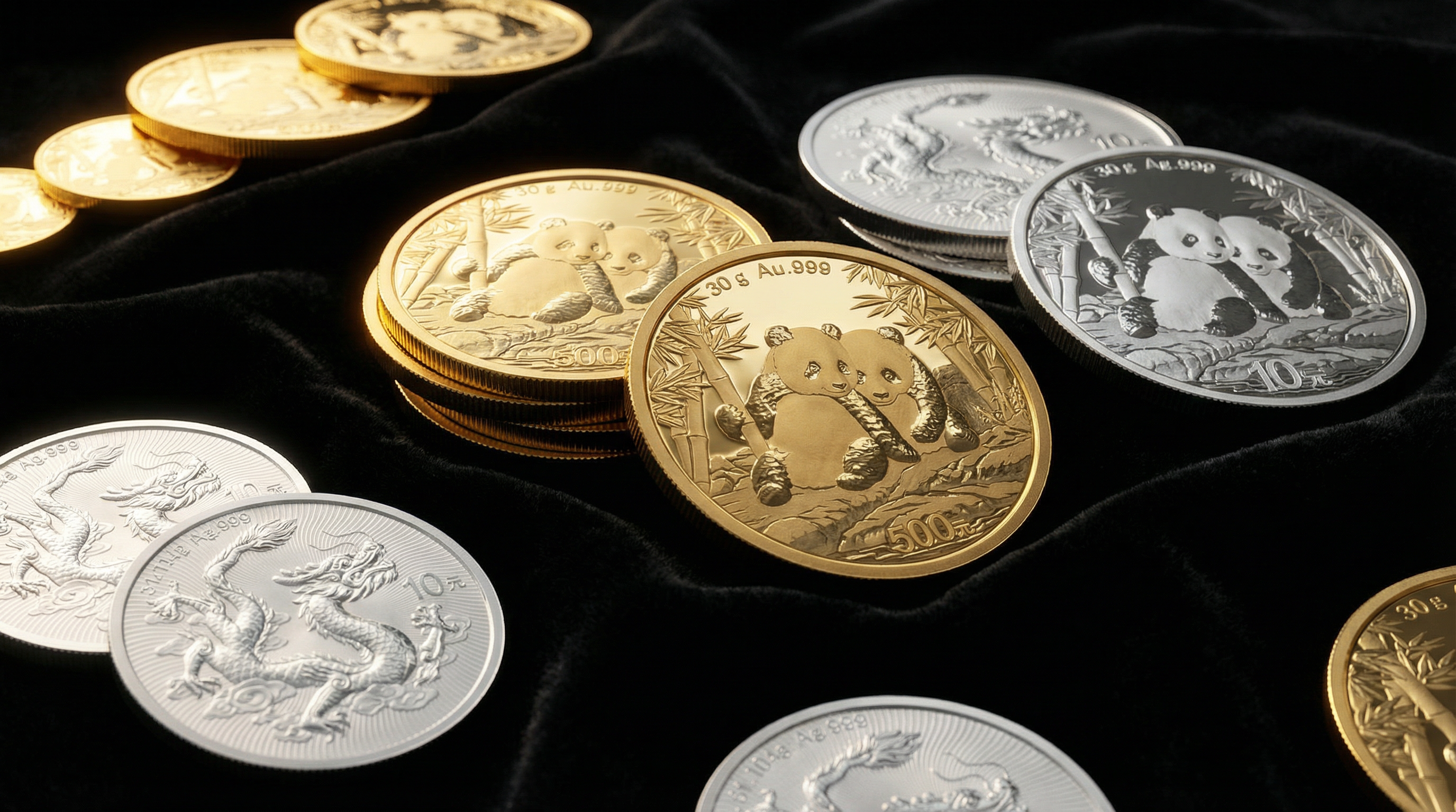 Panda Gold Silver Coins & Chinese Dragon Silver Coins